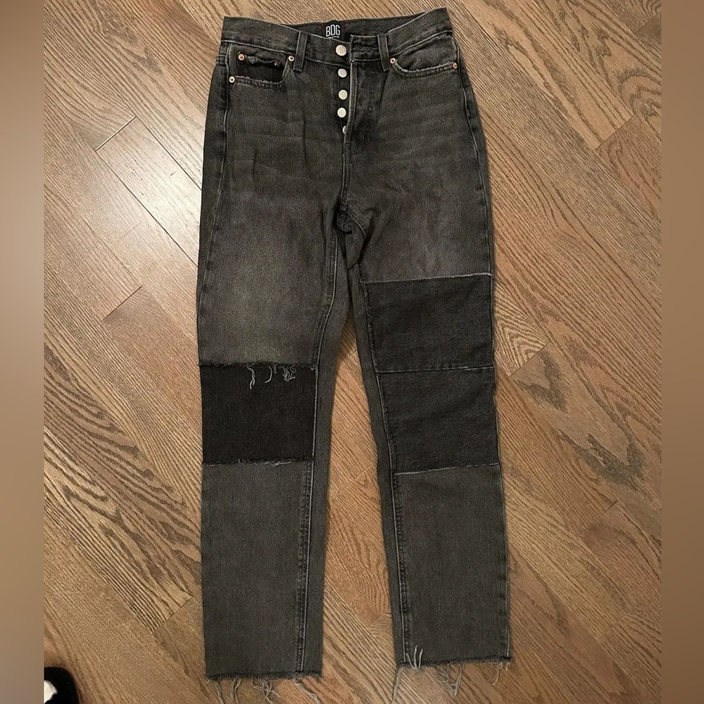 Urban Outfitters BDG Black Patchwork Striaght-Leg Jeans